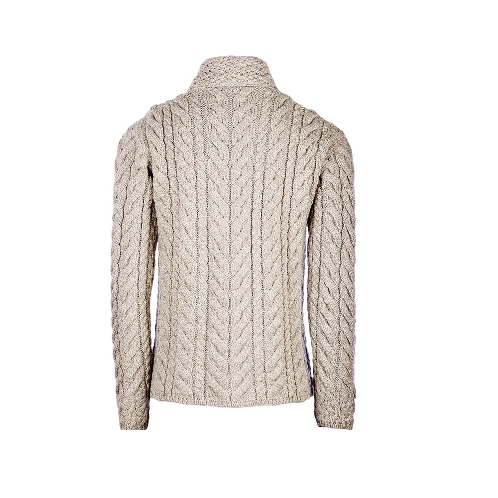 Aran Super Soft Merino Asymmetrical Multi Cable Cardigan