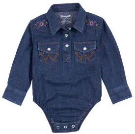 Baby Wrangler Denim Embroidered Onesie