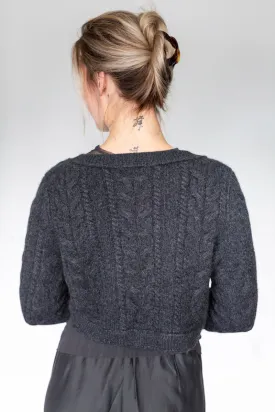 Brazeau Tricot Cashmere Cable Curator Sweater in Coal