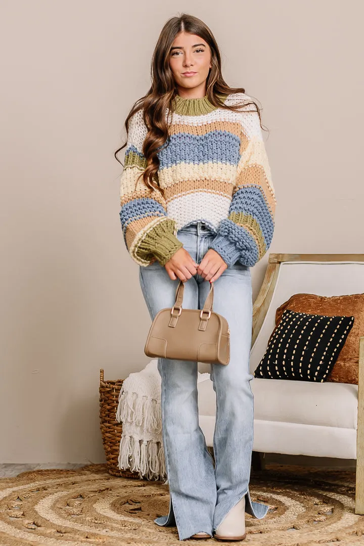 Colorblock Striped Chunky Sweater