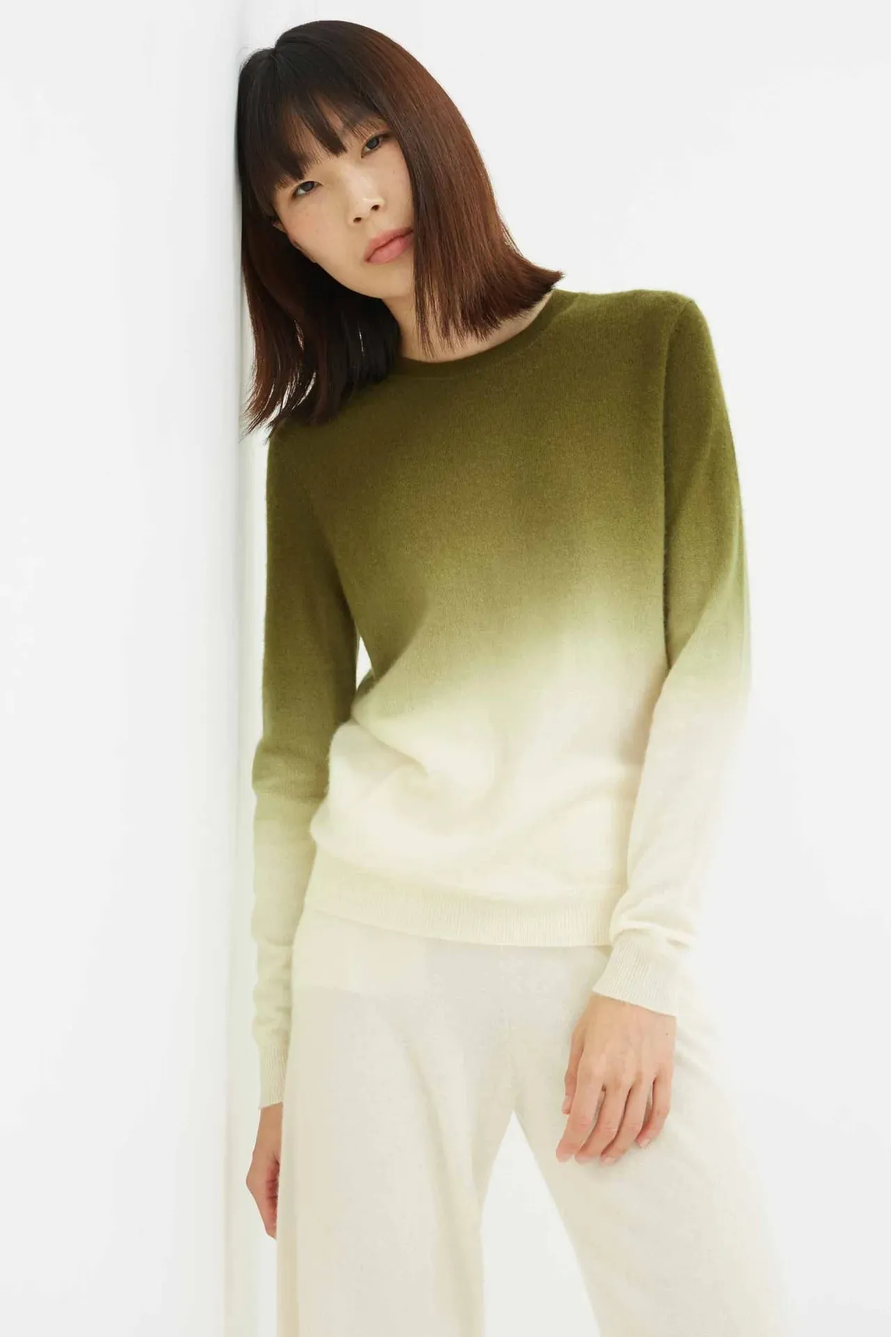 Dip Dyed Sweater, Cream/Khaki