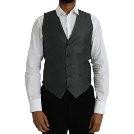 Dolce & Gabbana Gray Wool Formal Dress Waistcoat Vest