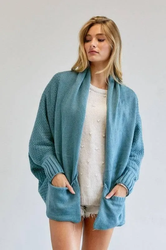 Dolman sleeve slouchy open cardigan