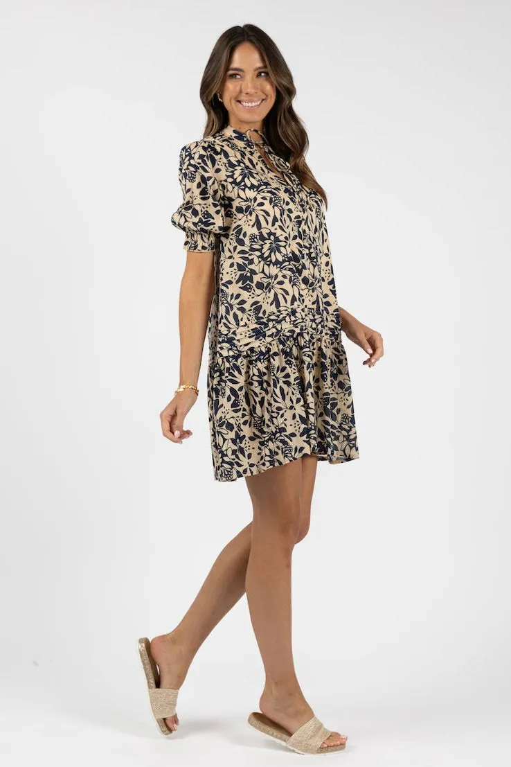 Eden Navy Print Shift Dress