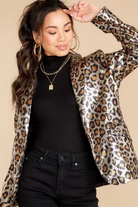 Fiercely Stunning Gold Leopard Print Blazer