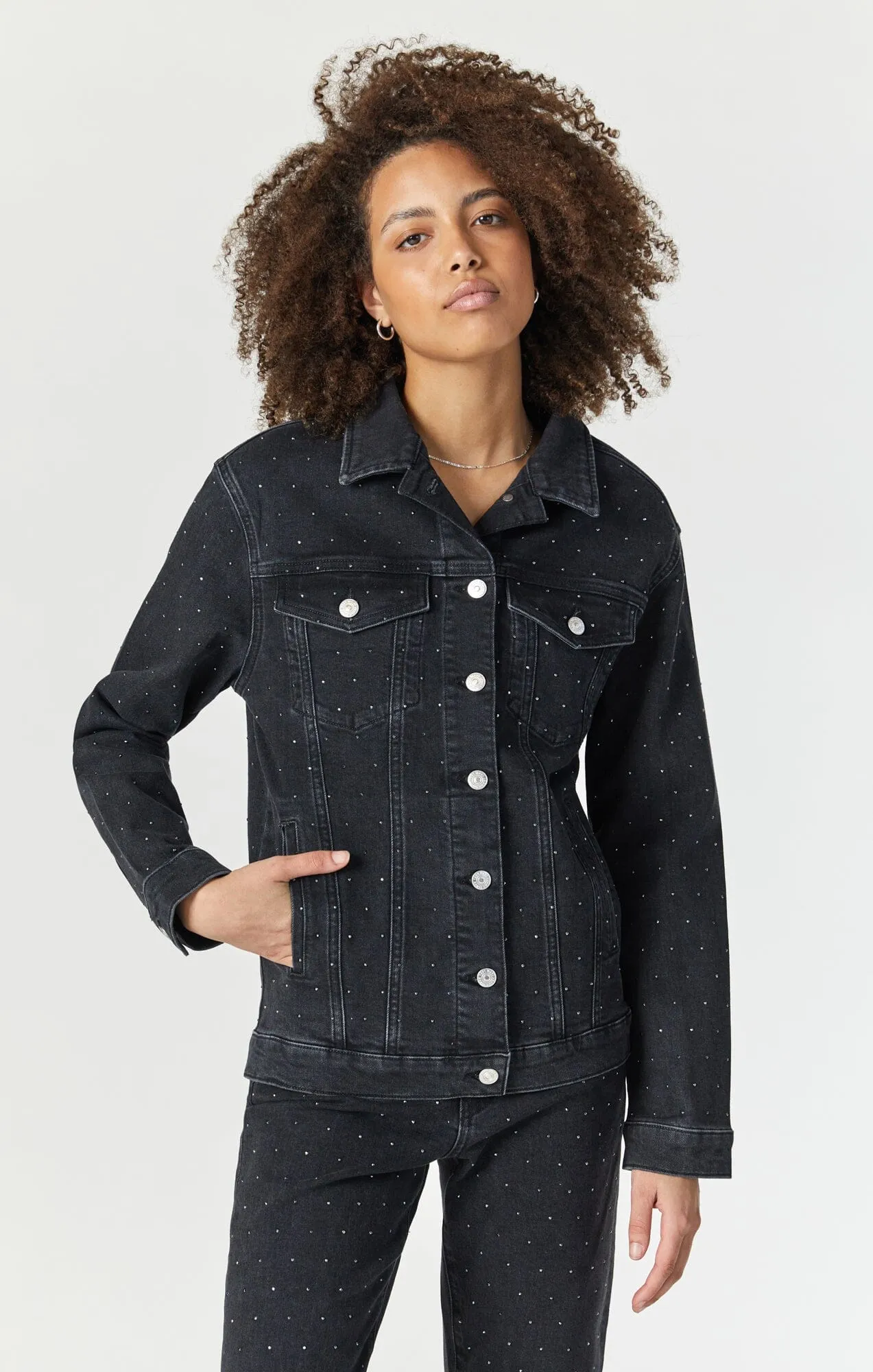 KARLA JACKET IN SHINY SMOKE DENIM