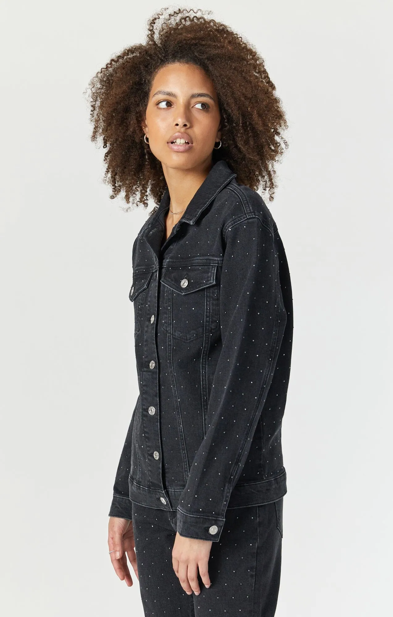 KARLA JACKET IN SHINY SMOKE DENIM