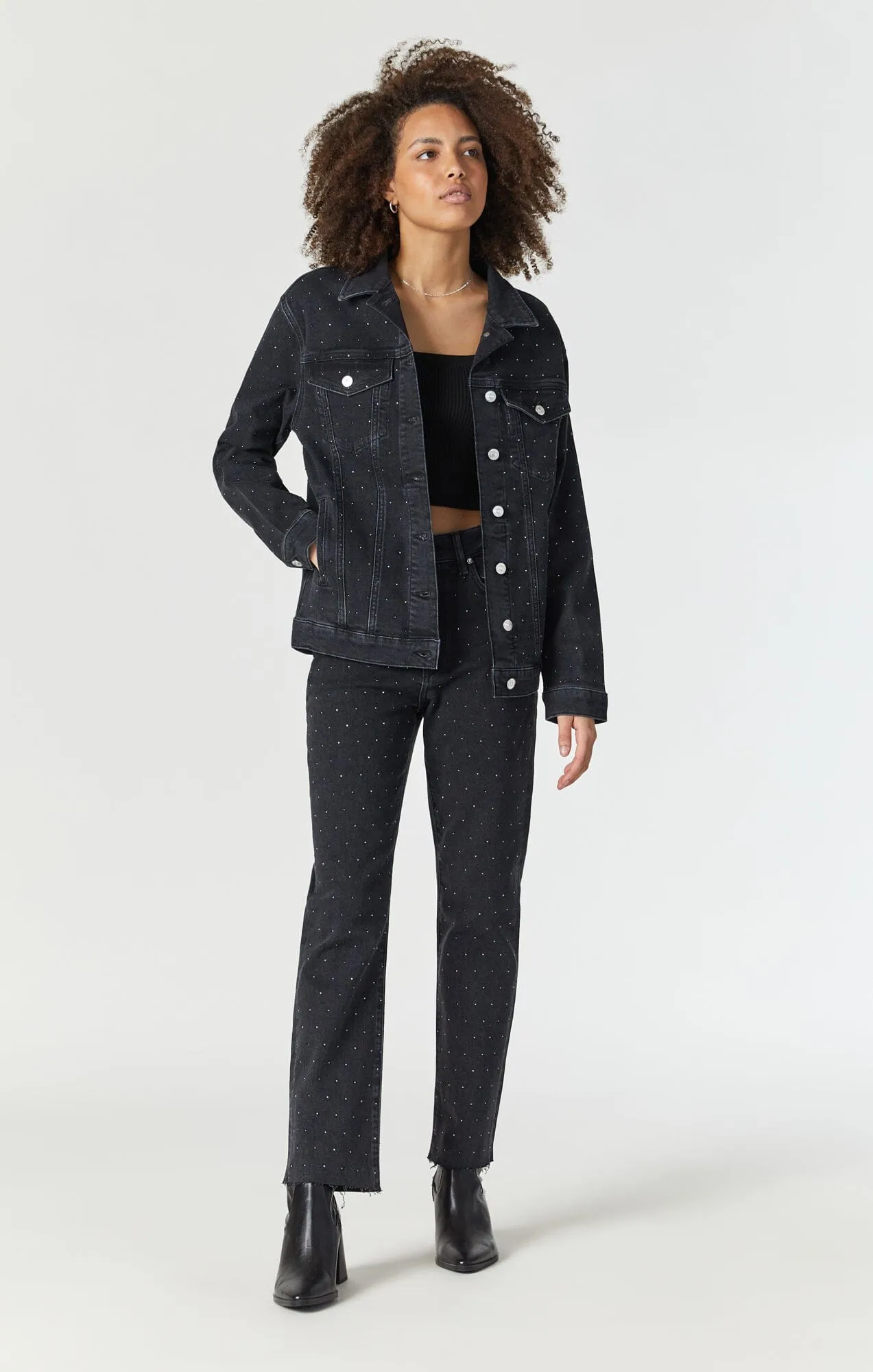 KARLA JACKET IN SHINY SMOKE DENIM