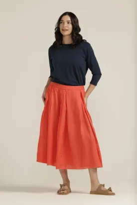 Linen Pleated Full Skirt Chilli