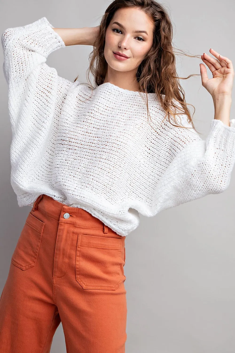 Loose fit knit sweater top