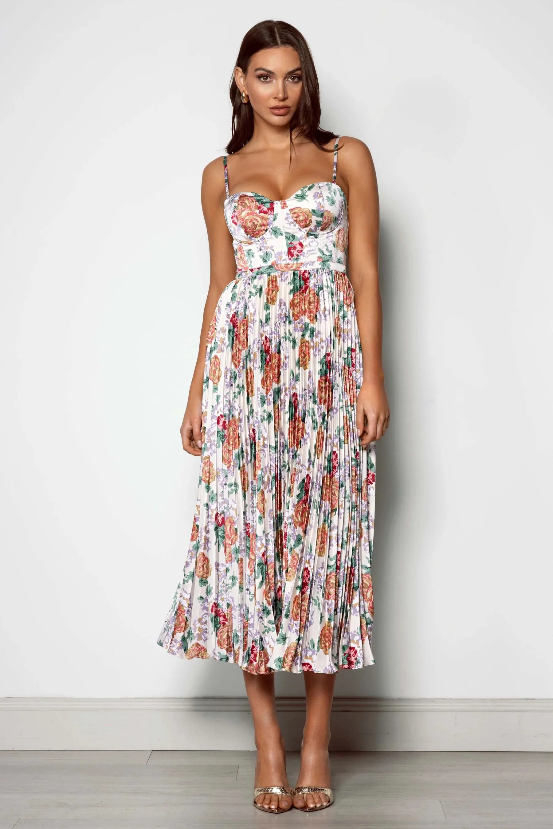 Pleated Corset Dress - Floral Print