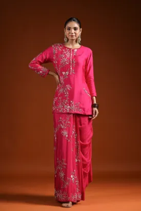 Rani Pink Embellished Kurta Set