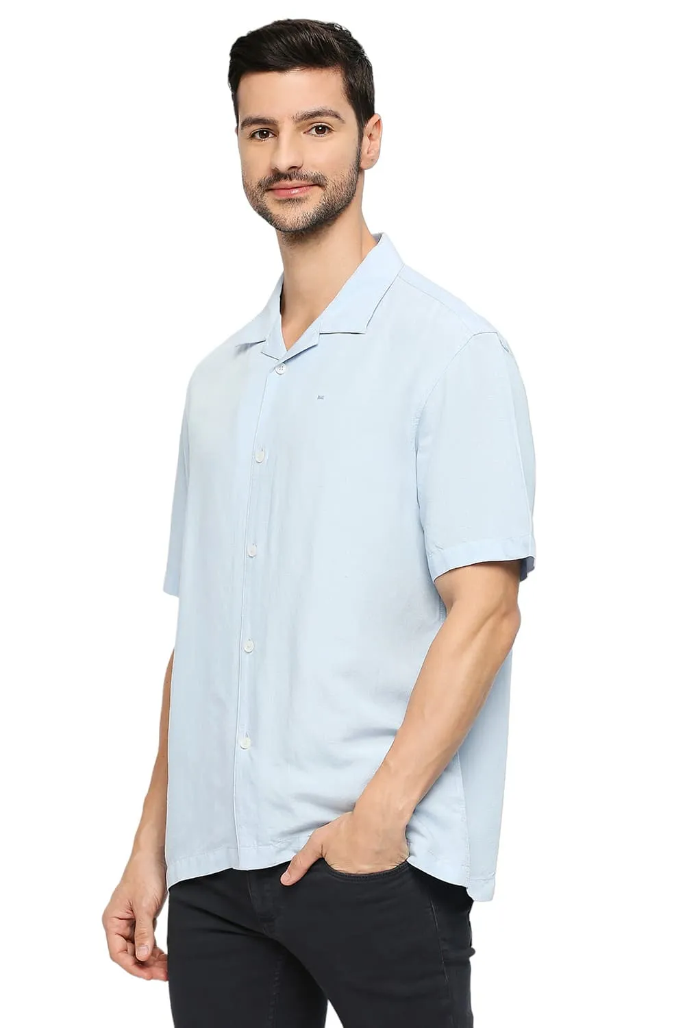 Relaxed Fit Viscose Linen Halfsleeves Shirt