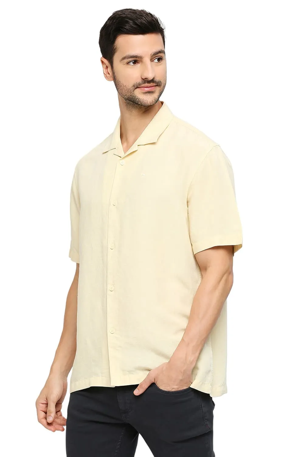 Relaxed Fit Viscose Linen Halfsleeves Shirt