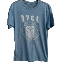 RVCA Artist Network Program Mens Blue Owl Graphic Print Short Sleeve T-Shirt - S