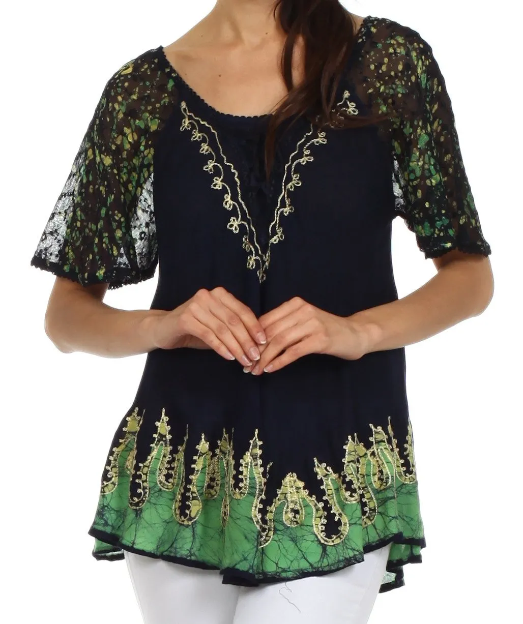 Sakkas New Spirit Batik Relaxed Fit Blouse