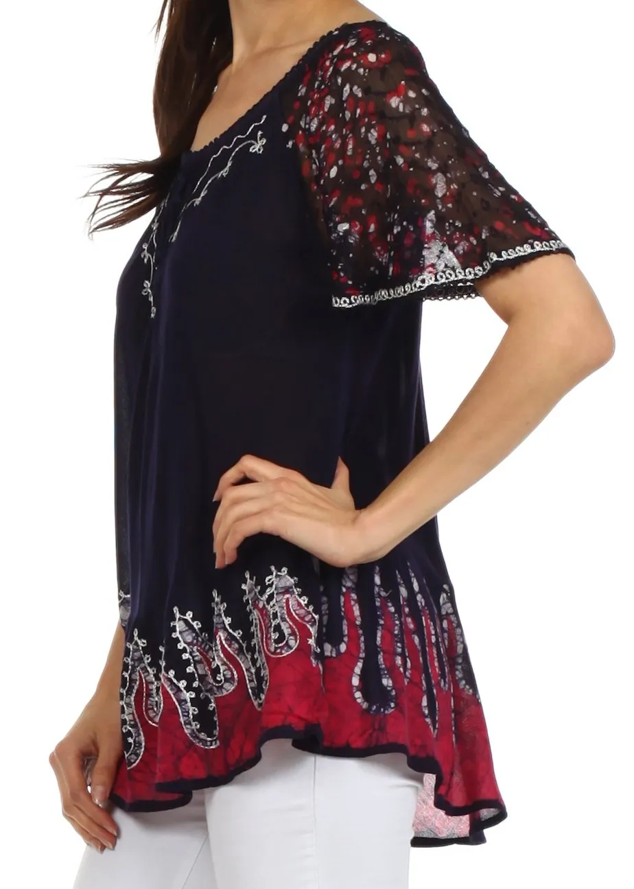 Sakkas New Spirit Batik Relaxed Fit Blouse