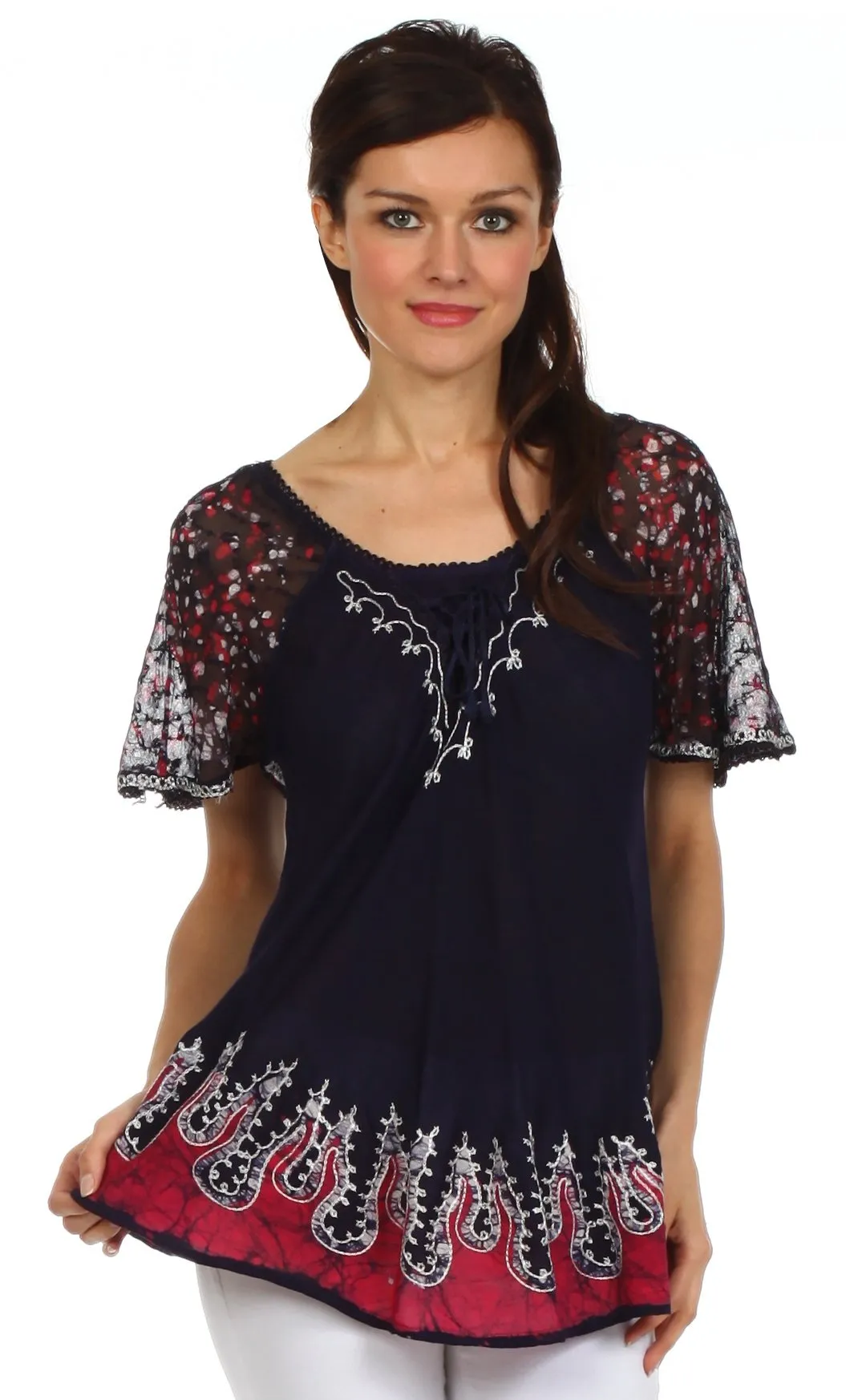 Sakkas New Spirit Batik Relaxed Fit Blouse