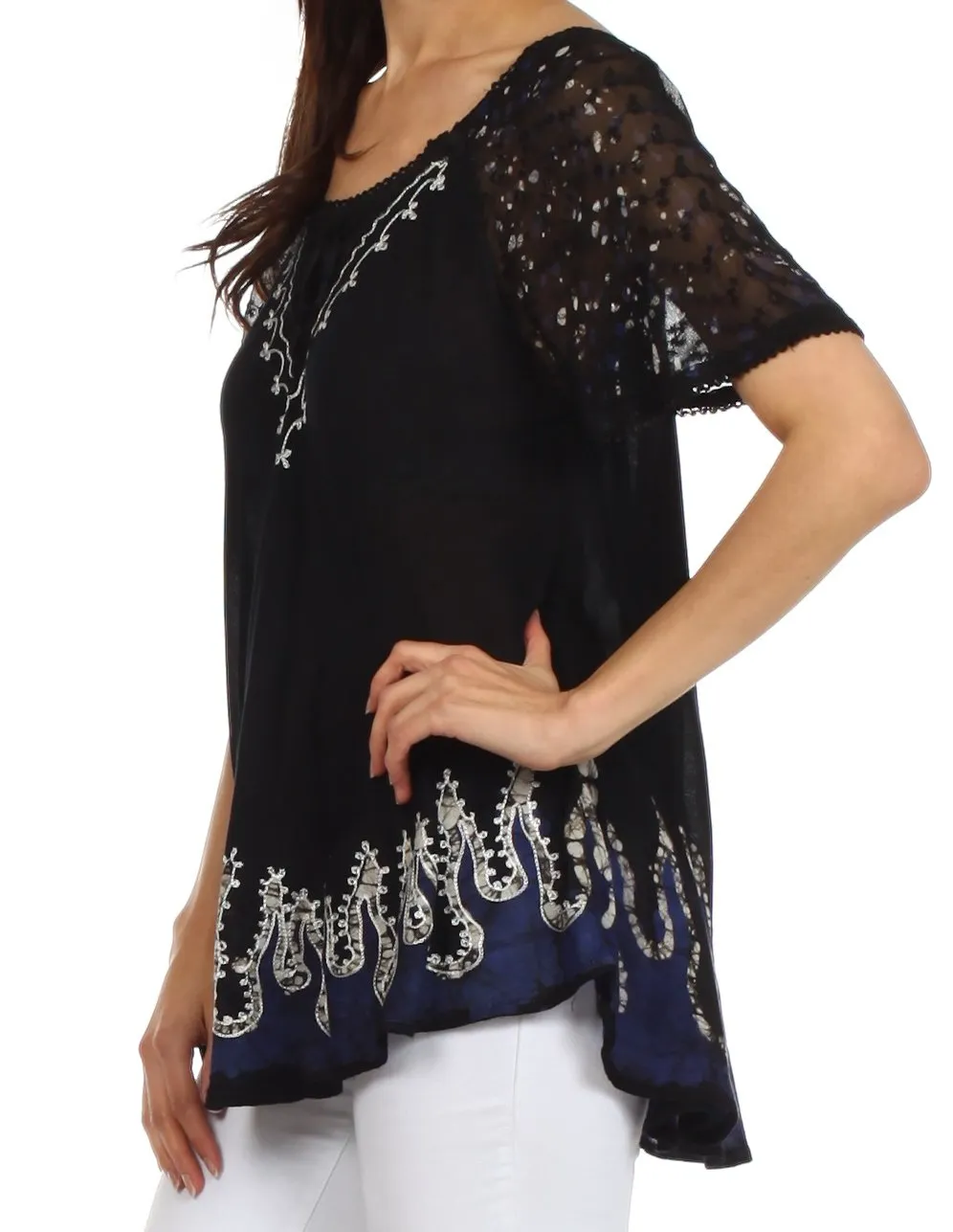 Sakkas New Spirit Batik Relaxed Fit Blouse