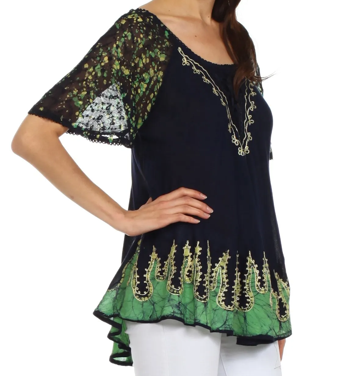 Sakkas New Spirit Batik Relaxed Fit Blouse