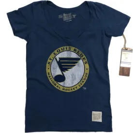 St. Louis Blues Retro Brand WOMEN Blue Soft Cotton Vintage V-Neck T-Shirt