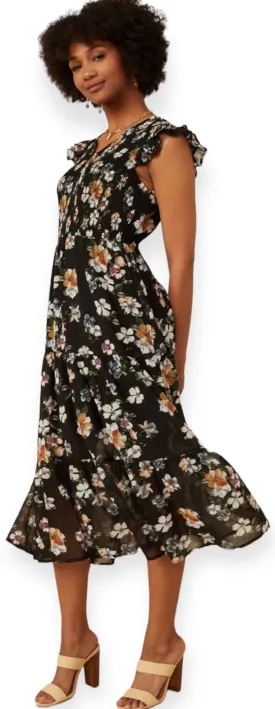 Summer Floral Black Dress