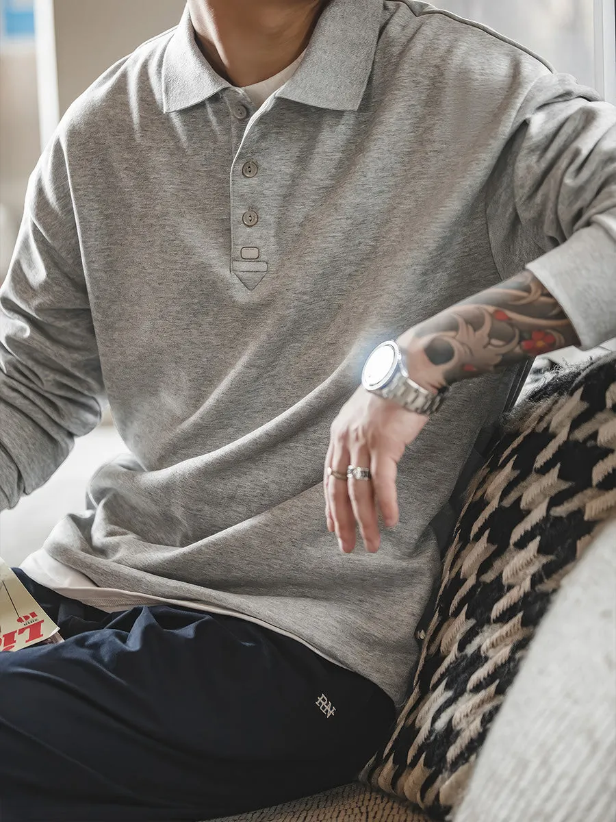 Vintage Basics Long Sleeve Polo Shirt