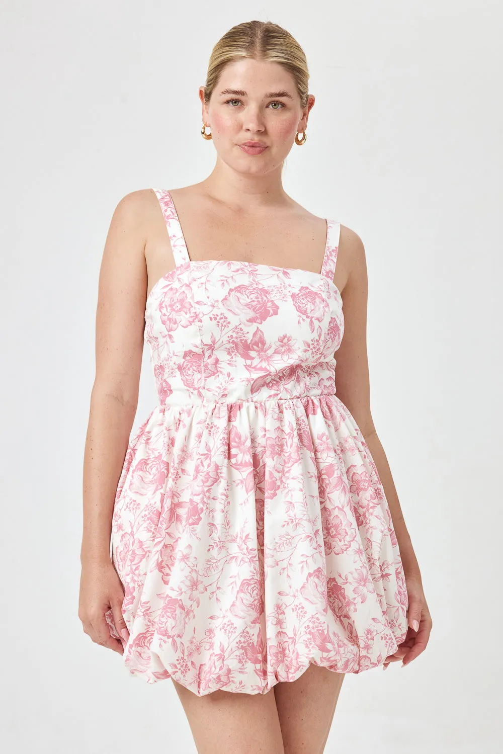 White Pink Floral Bubble Dress