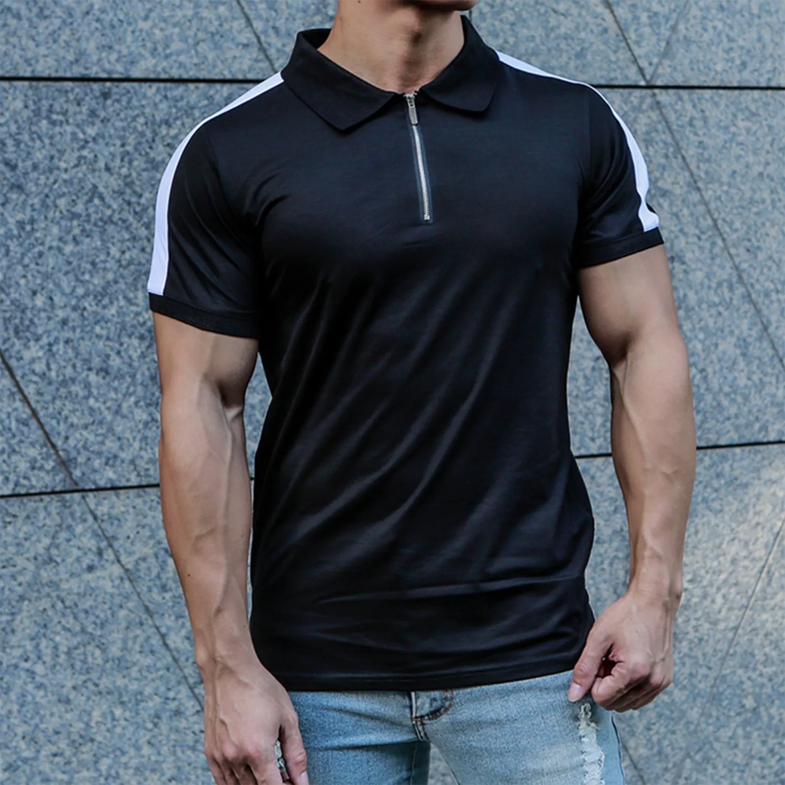 ZIPPER RAGLAN POLO SHIRT