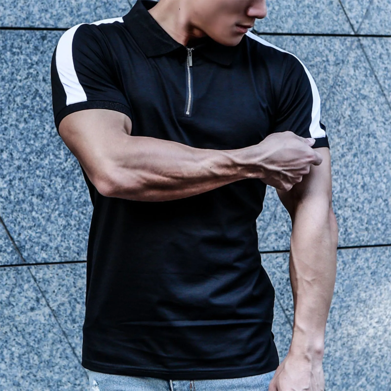 ZIPPER RAGLAN POLO SHIRT